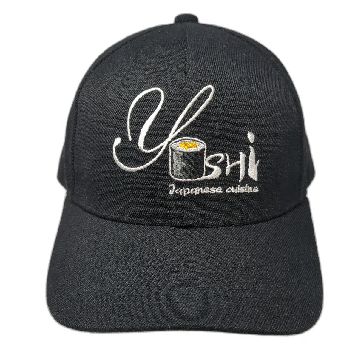 Yoshi Japanese Cuisine Sushi Black Baseball Cap One Size Slideback Graphic Hat