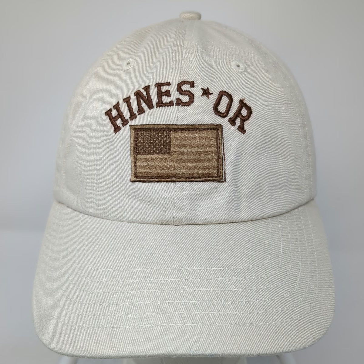 My Town Originals Baseball Cap Beige One Size Embroidered Hines Oregon Flag Hat
