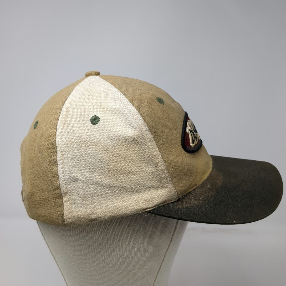 Mickey Inc Disneyland Hat Snapback Beige Brown White Vintage Embroidered Patch