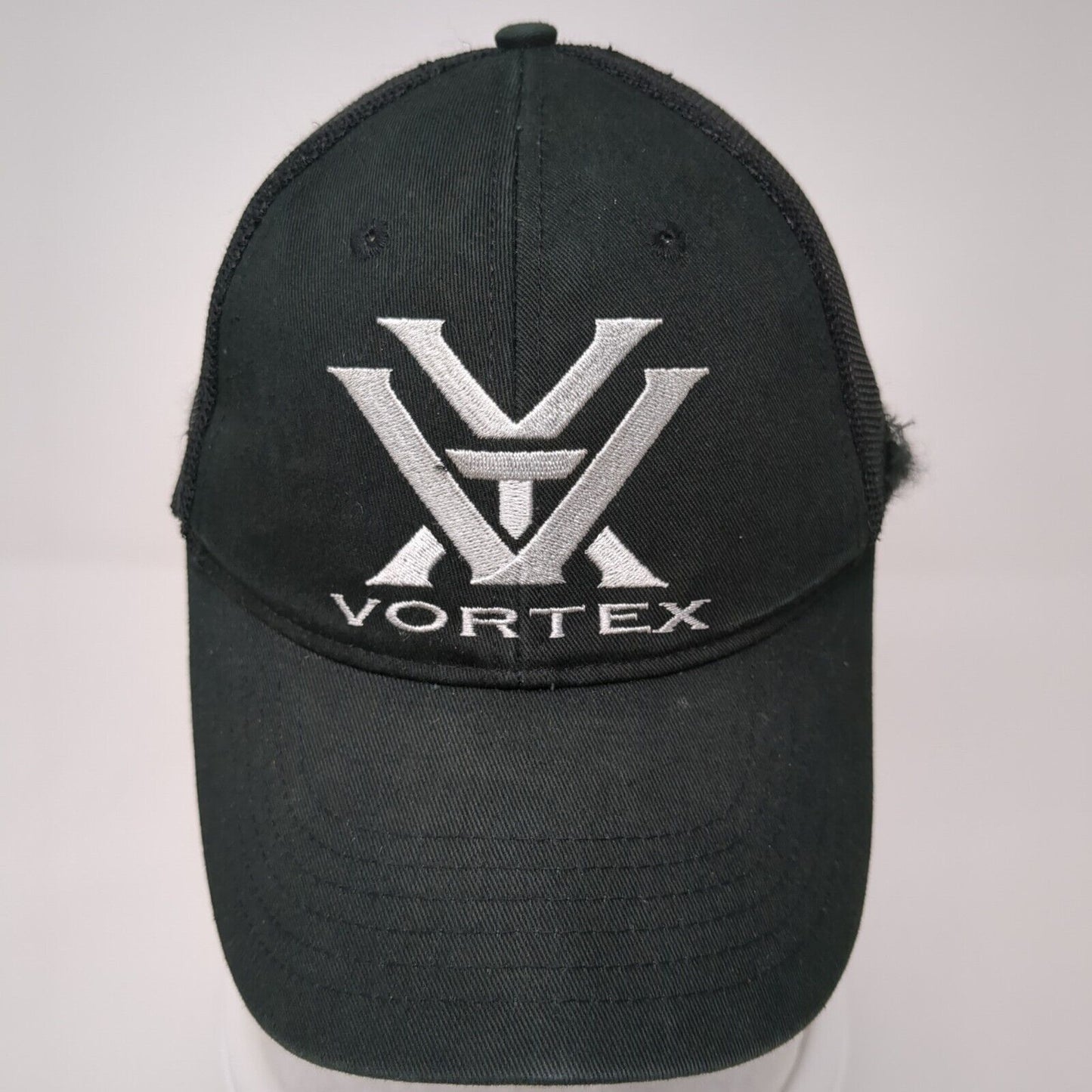 Vortex Snapback Trucker Hat Black One Size Adjustable Embroidered Mesh Back