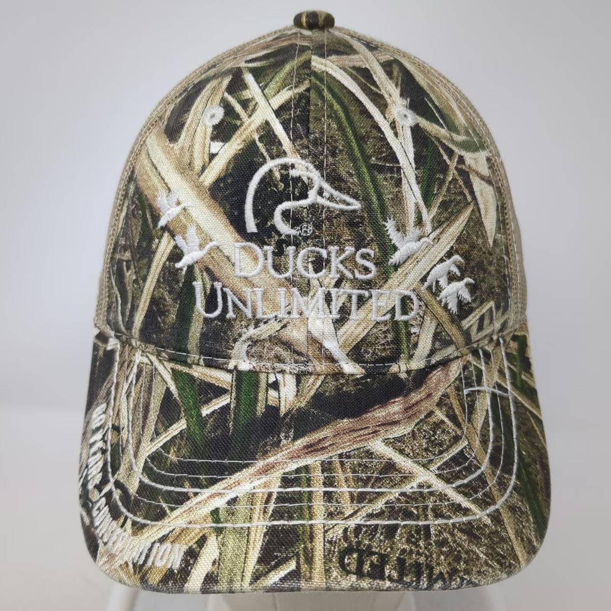 Ducks Unlimited Baseball Cap Green OSFM Camo Mesh Back Slideback 80 Years Hat