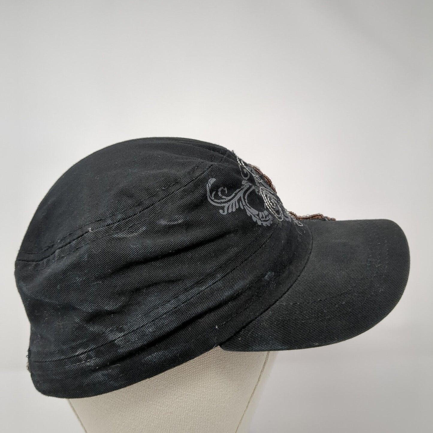KB ETHOS Slideback Cadet Army Cap Hat Black One Size Beaded Adjustable