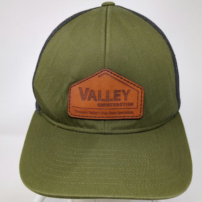 Pacific Headwear Trucker Hat Green OSFM Leather Patch Construction Mesh Snapback