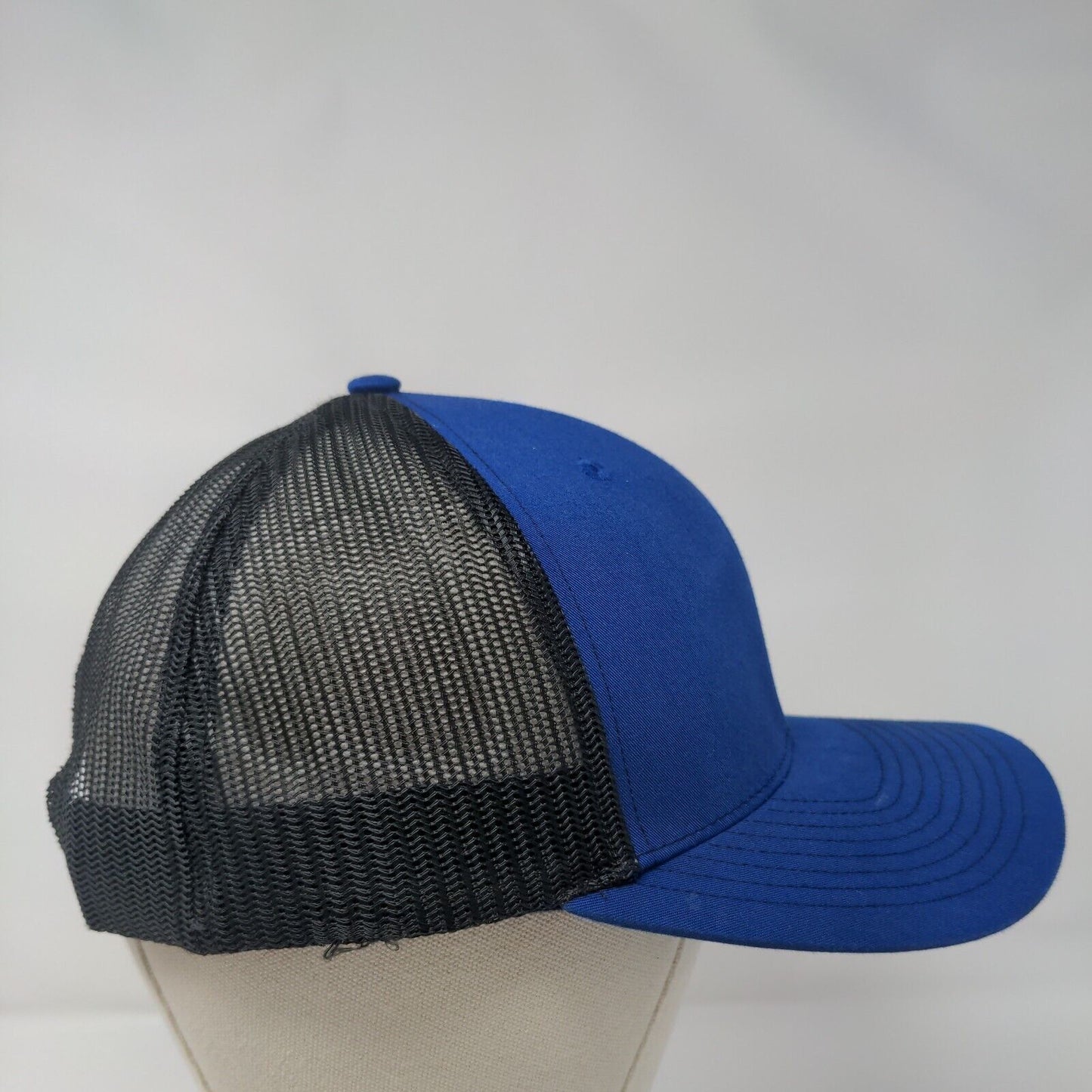 Richardson Snapback Trucker Hat Blue One Size Adjustable Embroidered Mesh Back