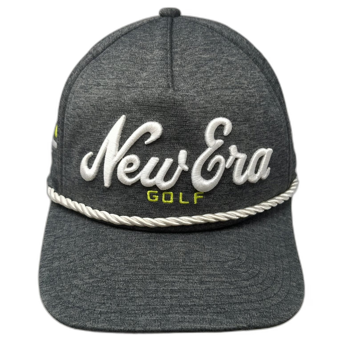 New Era 5 Panel Gray One Size Snapback Hat Golf Rope Performance Script Logo