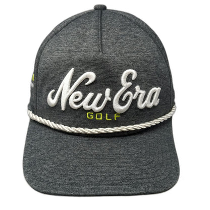New Era 5 Panel Gray One Size Snapback Hat Golf Rope Performance Script Logo