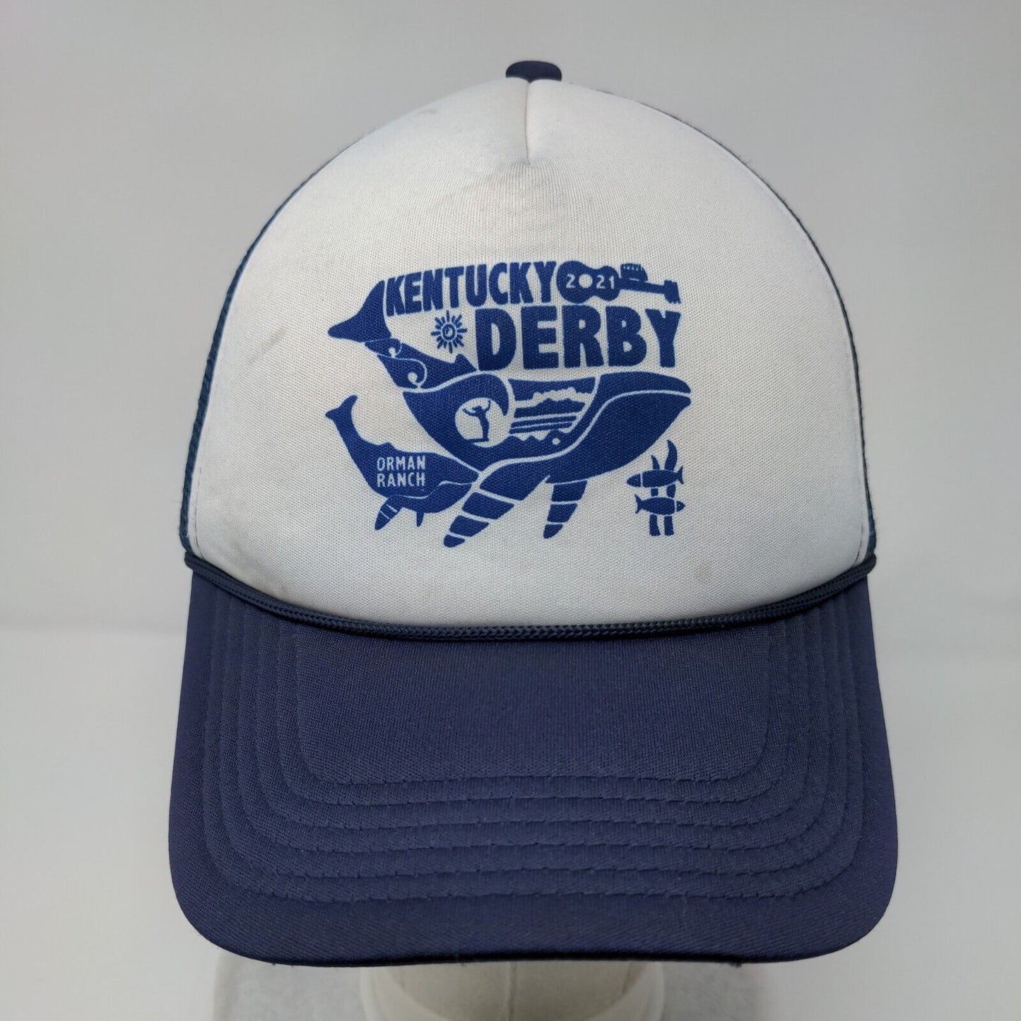Kentucky Derby 2021 Orman Ranch Snapback Trucker Hat Blue OSFA Mesh Back Rope