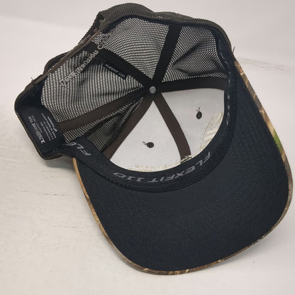 Flexfit Trucker Hat Brown One Size Camo Caldwell Idaho Elks Lodge Snapback Mesh