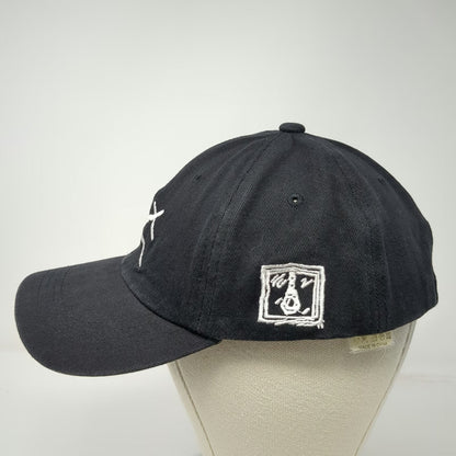 Baseball Cap Black One Size Sad Face X Eyes Embroidery Adjustable Slideback Hat