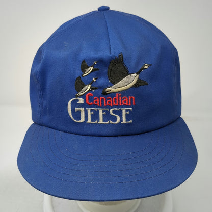 Canadian Geese Blue 5 Panel Hat One Size Snapback Embroidery Birds Wildlife