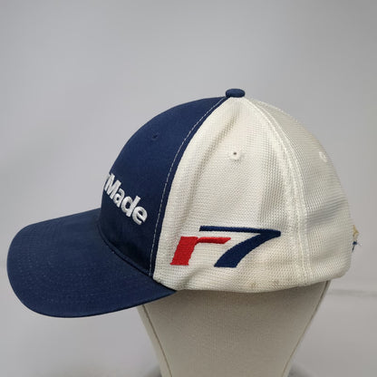 TaylorMade Trucker Hat Blue White One Size r7 Logo Mesh Strapback Golf Hat