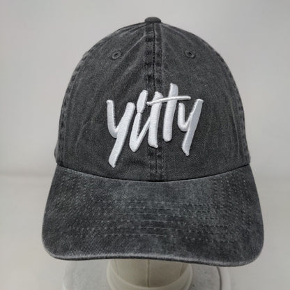 Yitty Ponytail Strapback Hat Gray One Size Stretch Embroidered Vented Holes