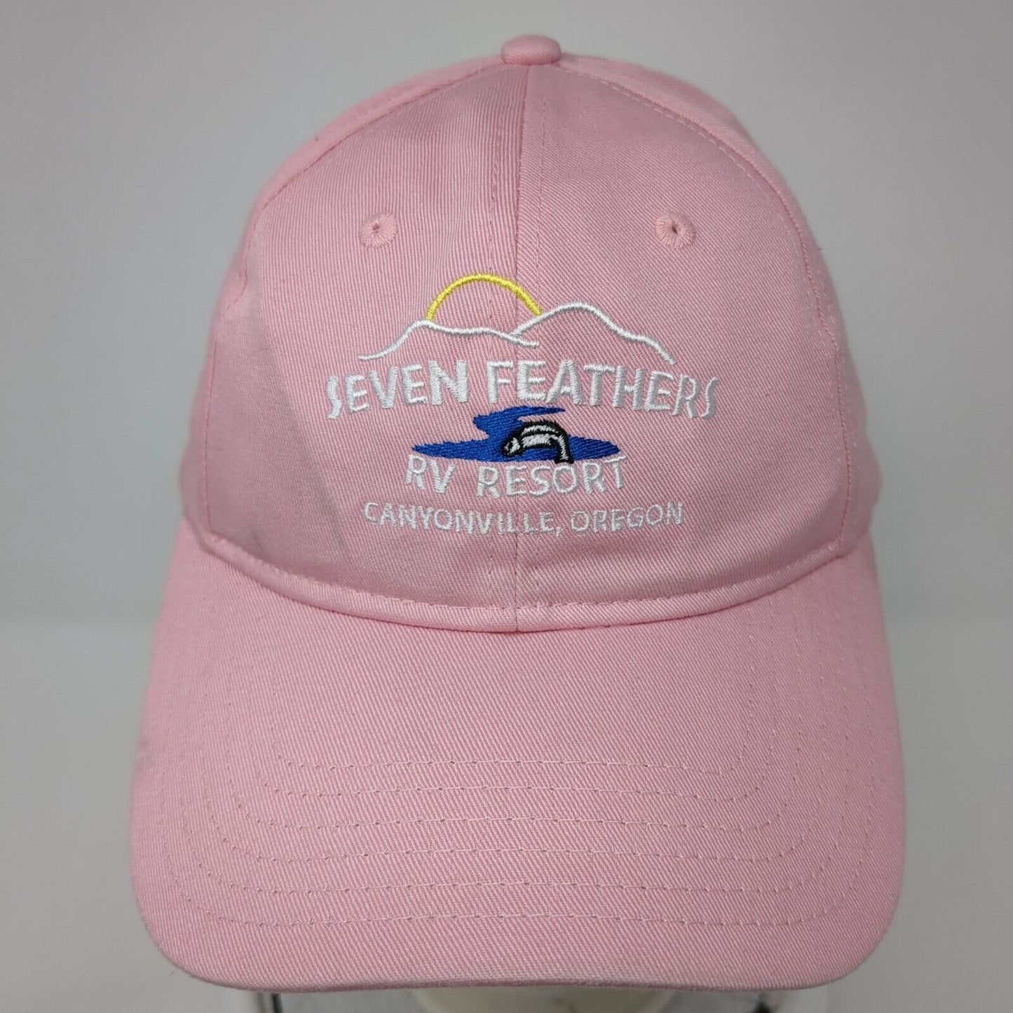 Seven Feather RV Resort Canyonville Oregon Strapback Hat Pink OS Adjustable Otto