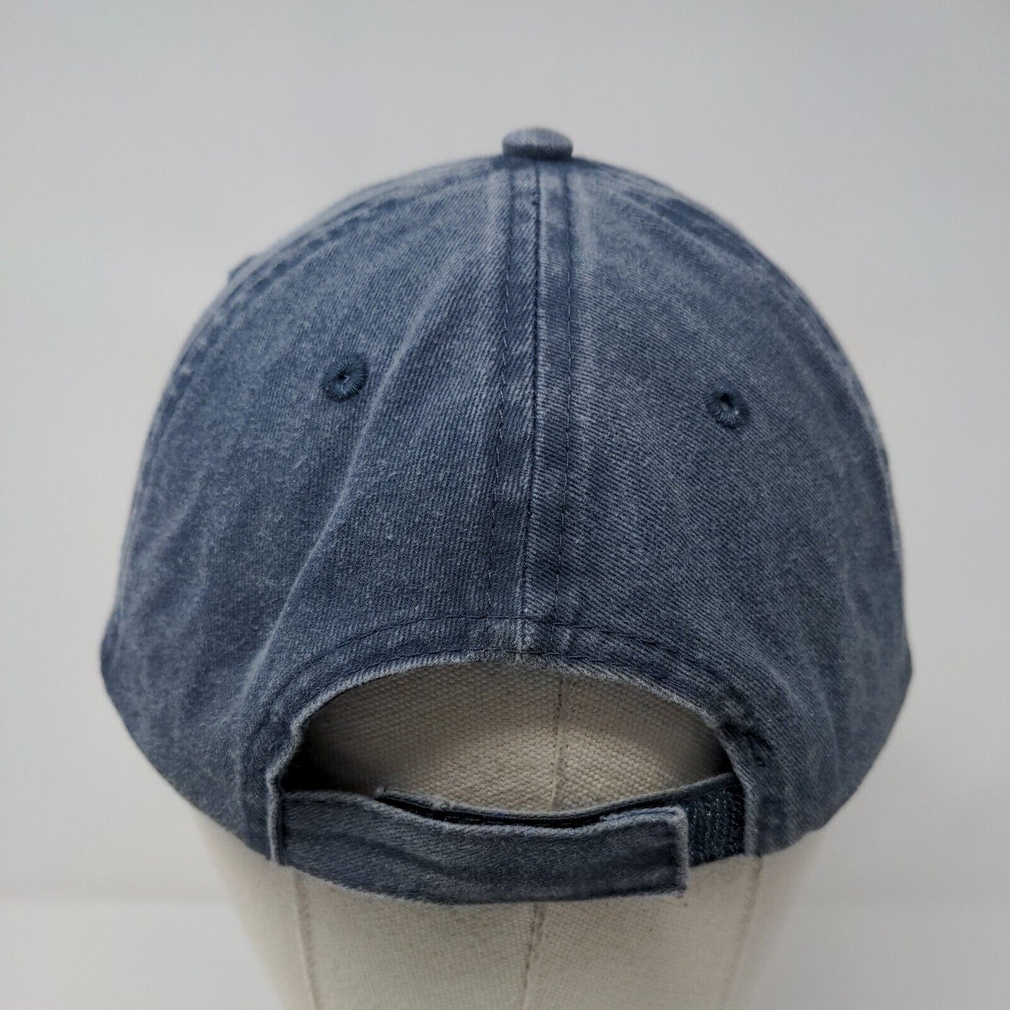 Unbranded Strapback Hat Blue OSFM Adjustable Vented Holes 6 Panel Denim Blank