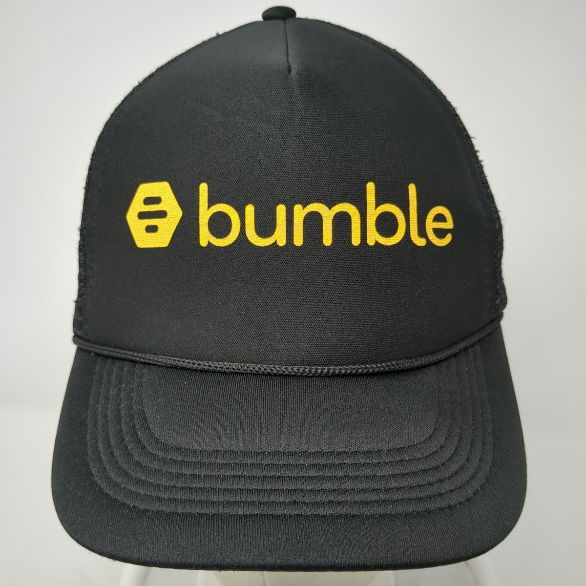 Bumble Trucker Hat Black One Size Mesh Snapback Foam Front Logo Dating App Promo