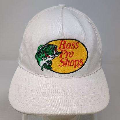 Bass Pro Shops Trucker Hat White OS Vintage Made in USA Snapback Bass Fish Flag