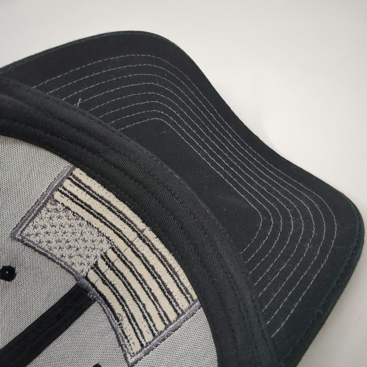 Trucker Hat Black One Size Mesh Back Snapback American Flag Gray Curved Brim