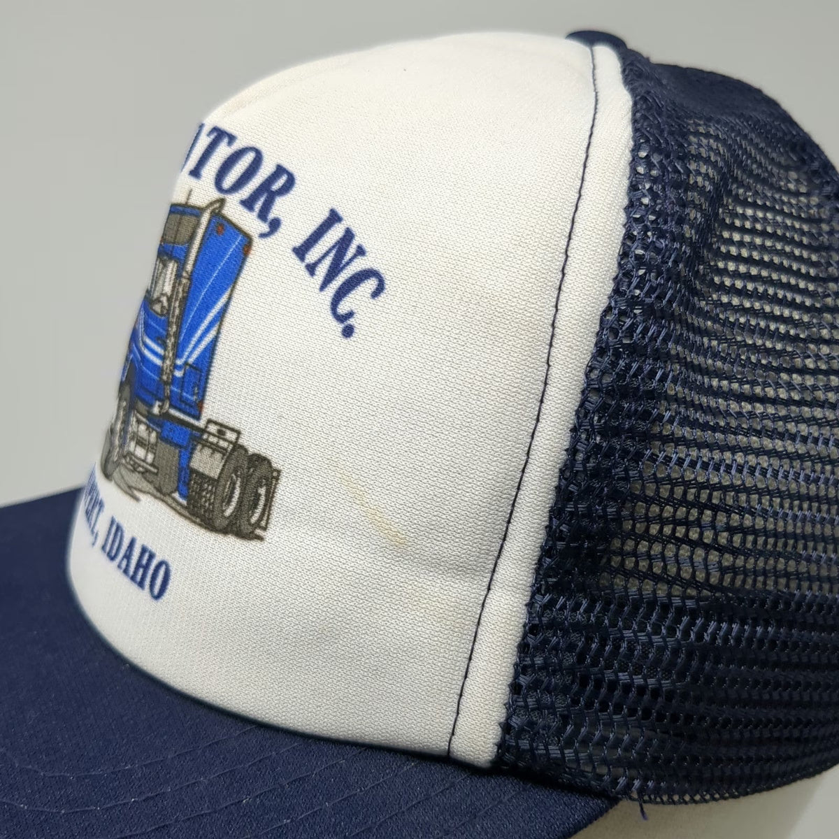 American Specialties Trucker Hat Blue White One Size Goode Motor Semi Truck USA