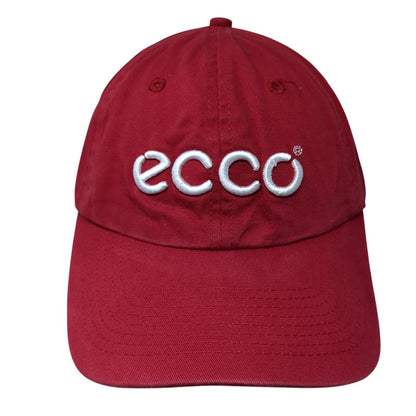 ECCO Slideback Hat Red One Size Adjustable Embroidered Vented Holes 6 Panel
