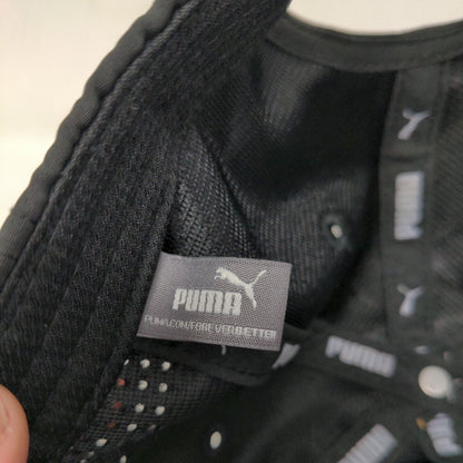 Puma Strapback Hat Black One Size Adjustable Solid 6 Panel Vent Holes