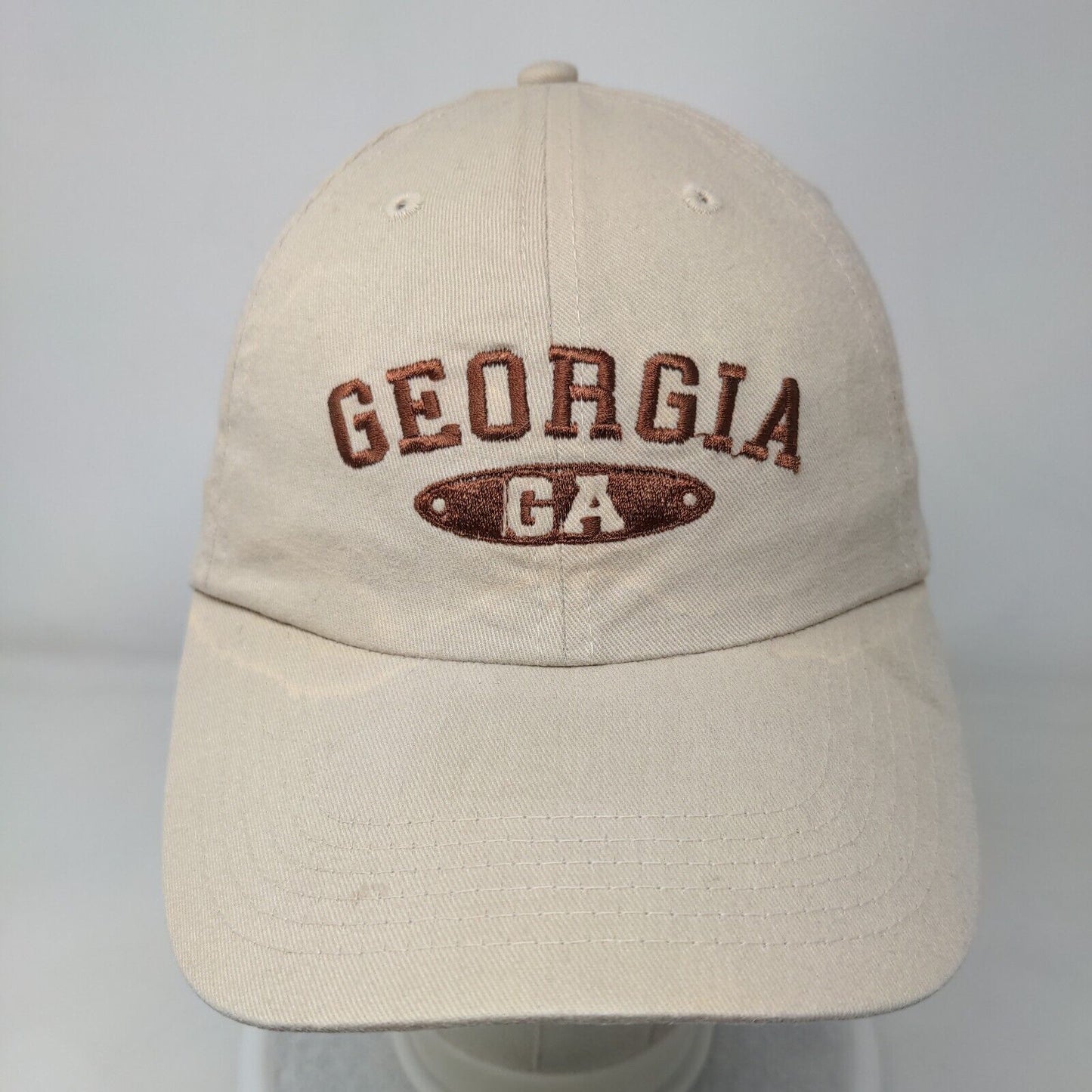 Georgia Slideback Hat Tan One Size Adjustable Solid Embroidered Big X