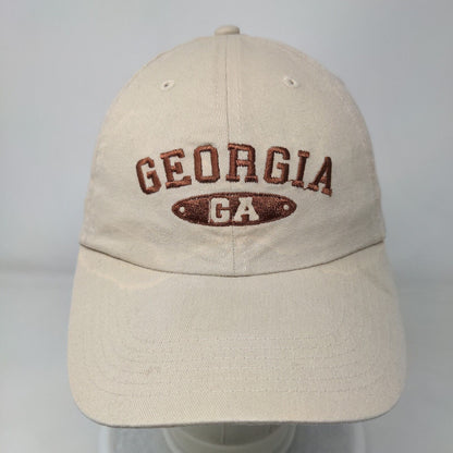 Georgia Slideback Hat Tan One Size Adjustable Solid Embroidered Big X
