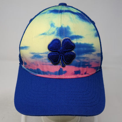Black Clover Trucker Hat Blue One Size Live Lucky Tie Dye Sky Print Clover Mesh