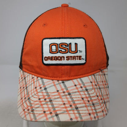 Signatures NCAA Oregon State OSU Orange Black White OS Mesh Plaid Patch Cap Hat