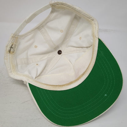 Hogan 5 Panel White One Size Snapback Green Underbrim Script Logo Hat