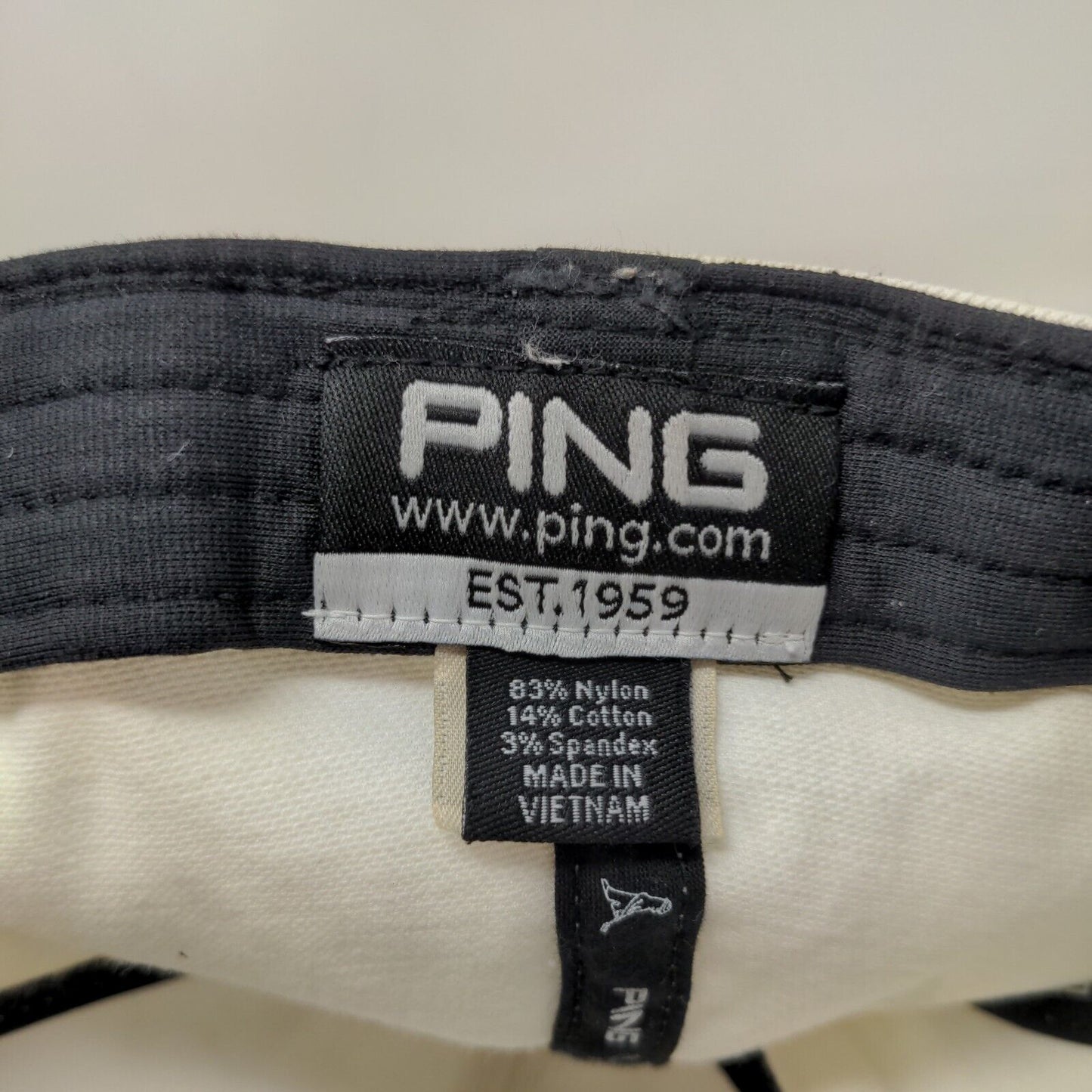 PING Men's Fitted Hat White Size S-M Embroidered Big Logo Nylon Blend