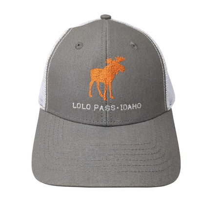 Lolo Pass Idaho Snapback Trucker Hat Gray OS Adjustable Mesh Back Wild West