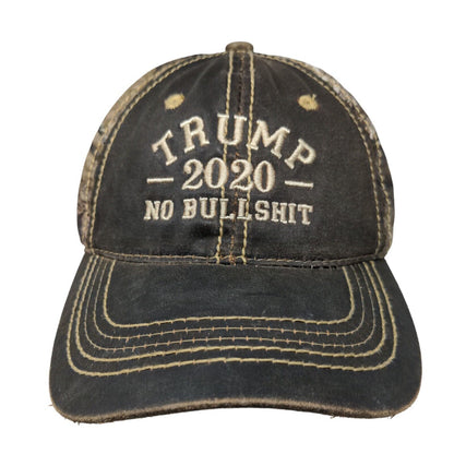 Trump 2020 No Bullshit Strapback Hat Camo One Size Embroidered Outdoor