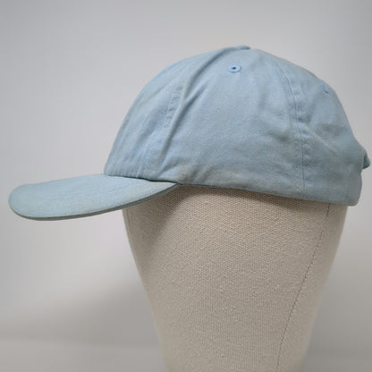 Baseball Cap Blue One Size Leather Strapback Plain Cotton Blank Curved Brim Hat