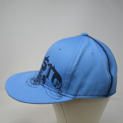 Exsto Blue Baseball Cap 7 1/2 Fitted Flat Brim Graphic Logo Shield Crest Hat