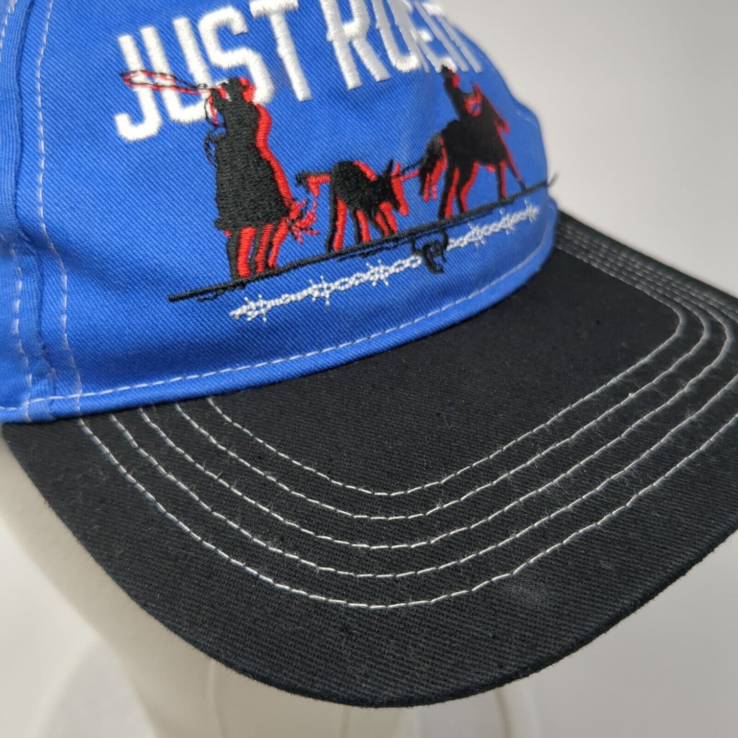 Just Rope It Strapback Hat Blue Youth One Size Adjustable Cowboy Hardware