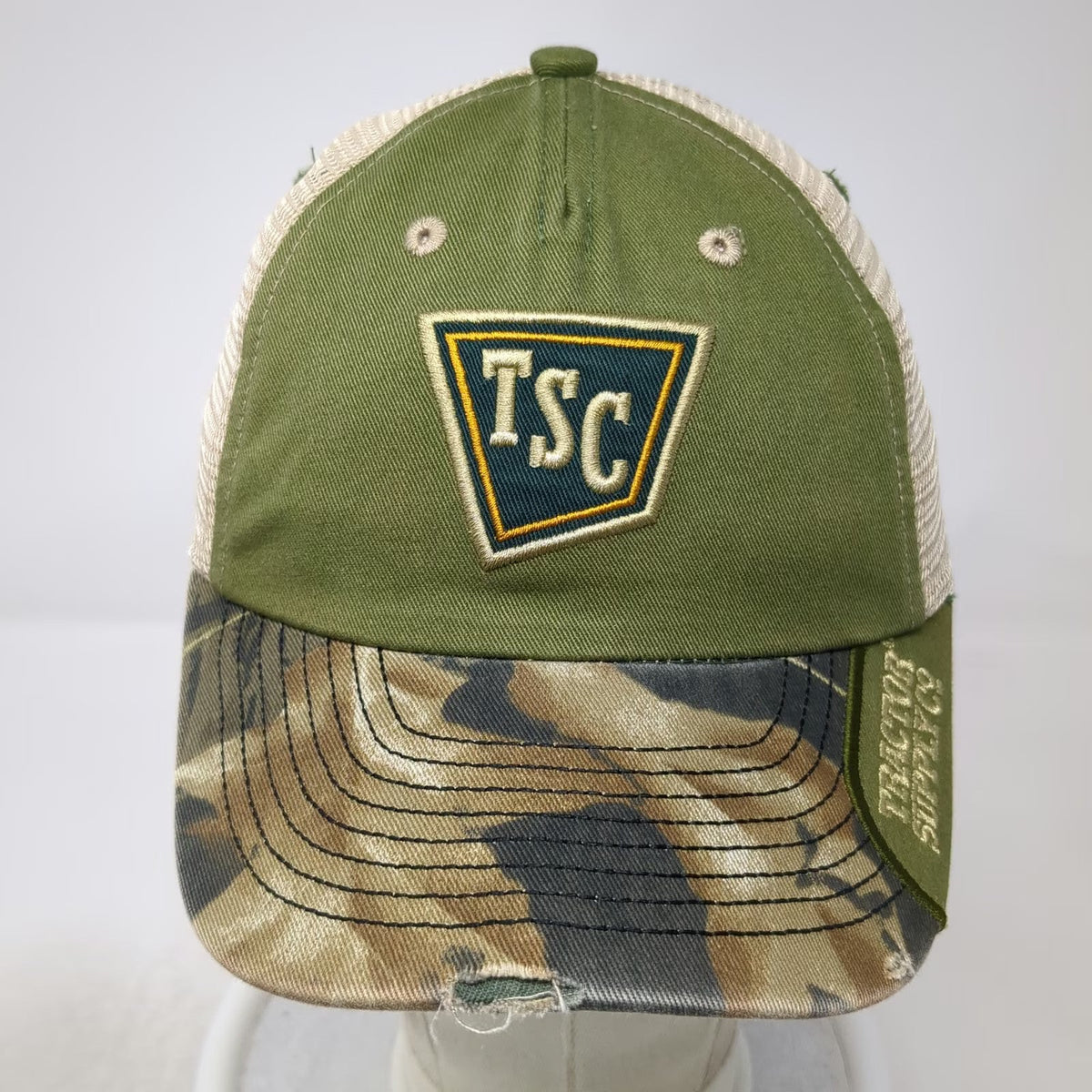 Tractor Supply Co Baseball Cap Green One Size Mesh Back Camo Logo Adjustable Hat