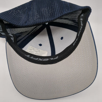 Idaho 55 Fitted Mesh Back Trucker Hat Blue One Size Flexfit Yupoong