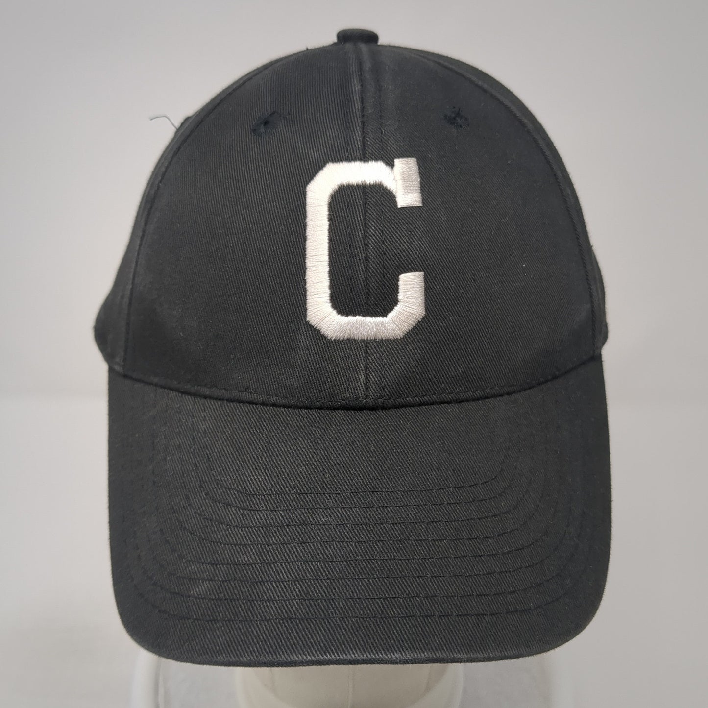 C Adult Strapback Baseball Cap Black One Size Adjustable Embroidered TCK