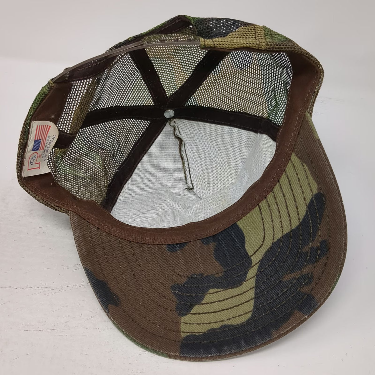 Paramount Trucker Hat Brown Camo COMM Mesh Snapback Made USA Woodland Vintage