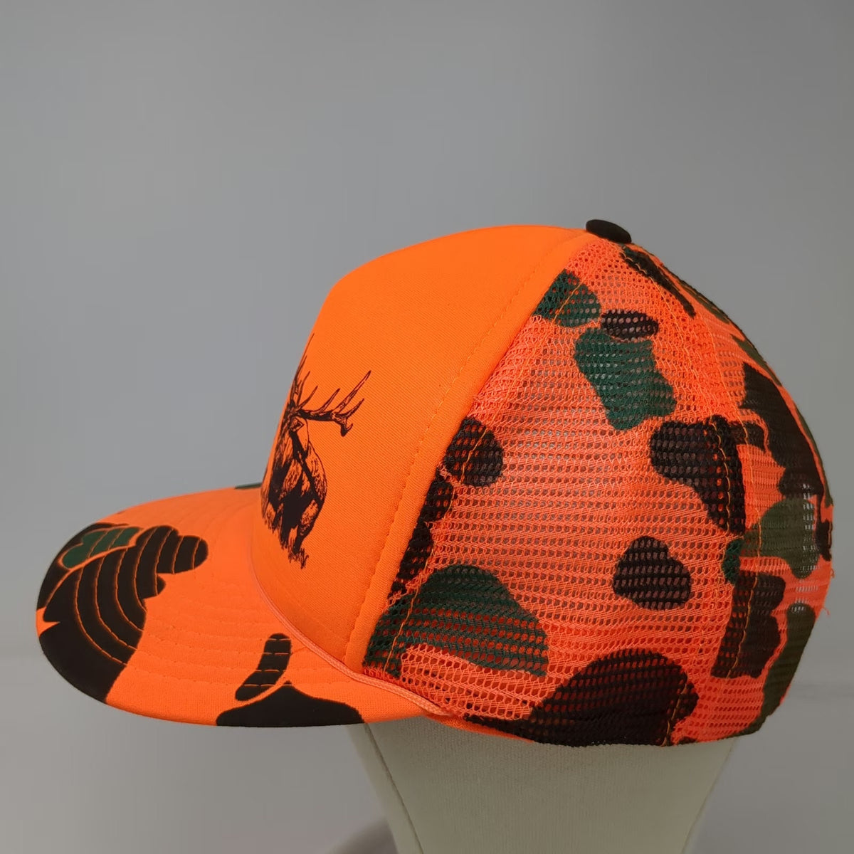 Designer Award Orange Camo Elk Hunting Season Trucker Hat Snapback Cap Vintage