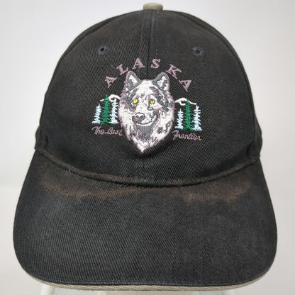 Northwest Embroidery Baseball Cap Black One Size Alaska Wolf Last Frontier hat