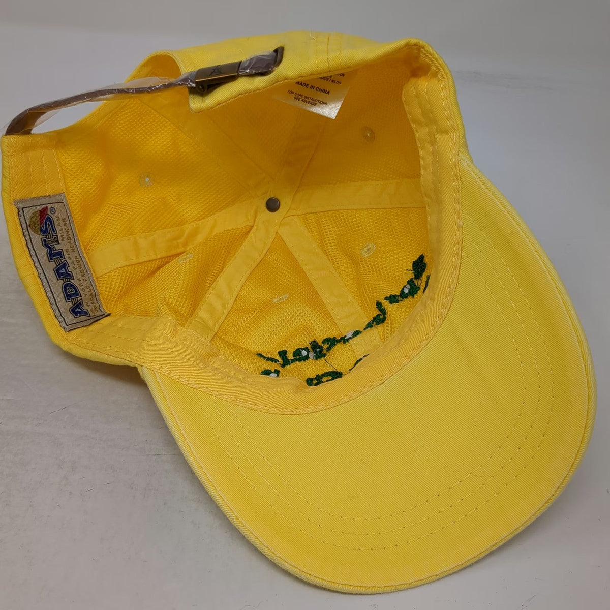 Adams Baseball Cap Yellow One Size Leather Strap Embroidered Garden Club Hat