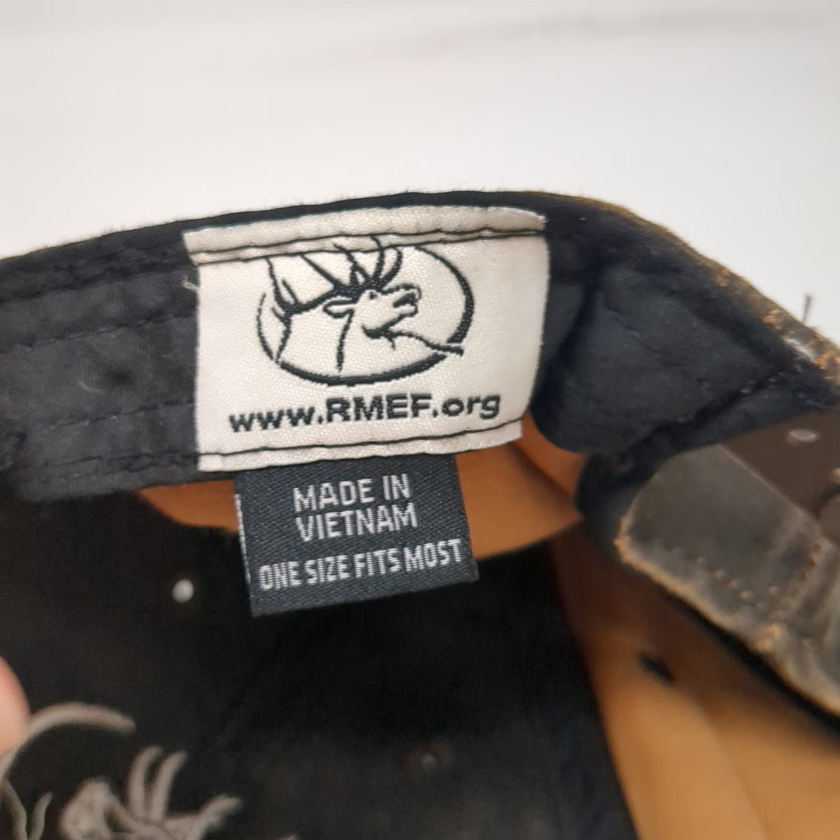 RMEF Snapback Brown One Size Distressed Elk Hunting Conservation Logo Hat