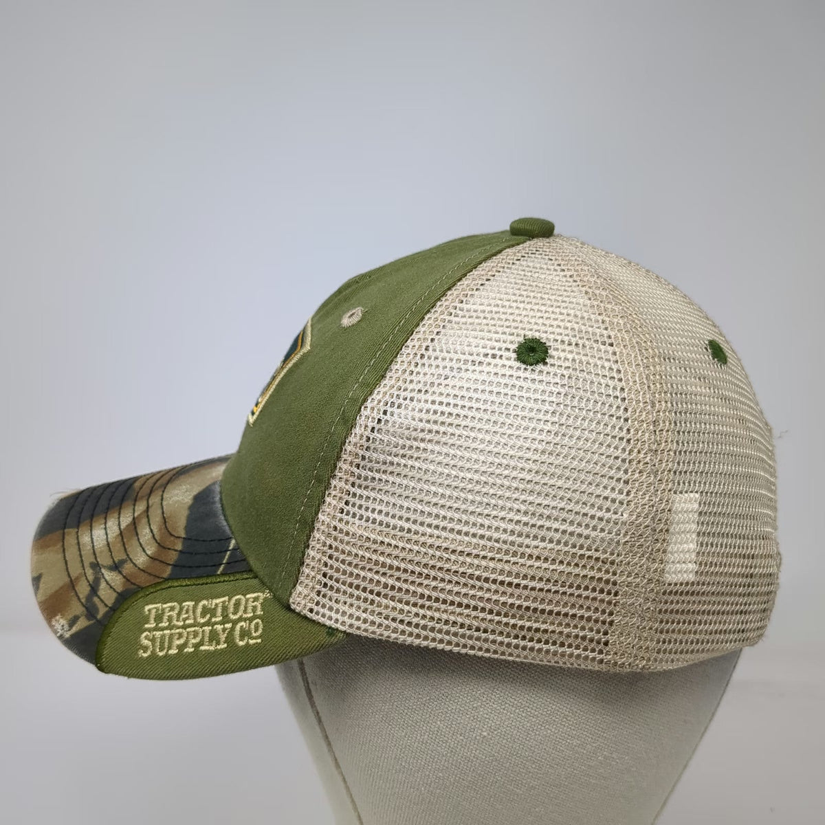 Tractor Supply Co Baseball Cap Green One Size Mesh Back Camo Logo Adjustable Hat