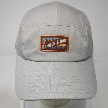 Banner & Oak 5 Panel Gray One Size Hat Mountain Graphic Slideback Patch Twill