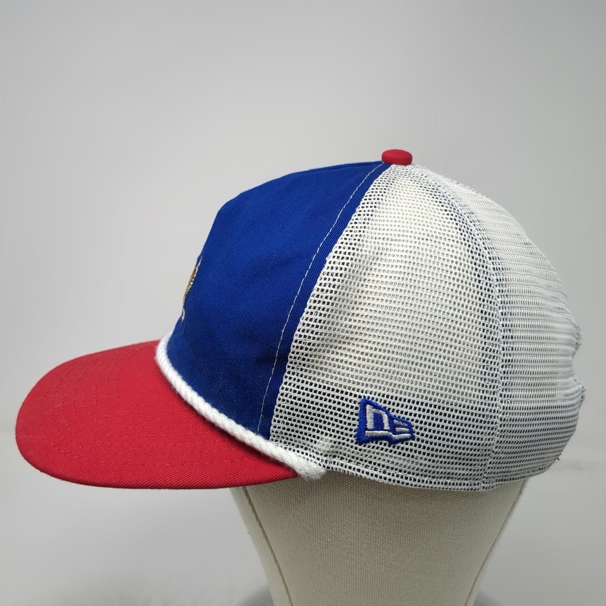 New Era Trucker Hat Blue Red White OSFM Eagle Embroidery Rope Detail Snapback