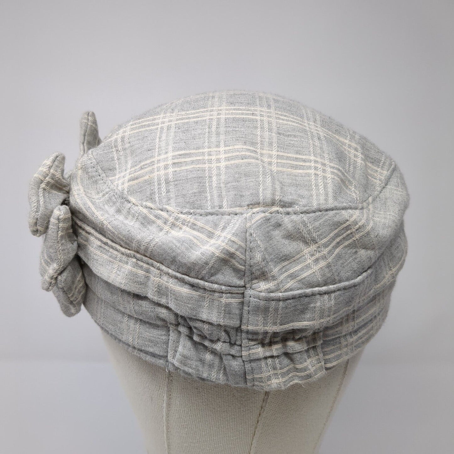 Unbranded Cadet Army Cap Gray One Size Stretch Lightweight Plaid Bow Tie