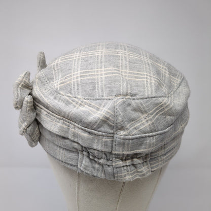 Unbranded Cadet Army Cap Gray One Size Stretch Lightweight Plaid Bow Tie