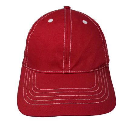 Unbranded Strapback Hat Red OSFM Adjustable Vented Holes 6 Panel Blank
