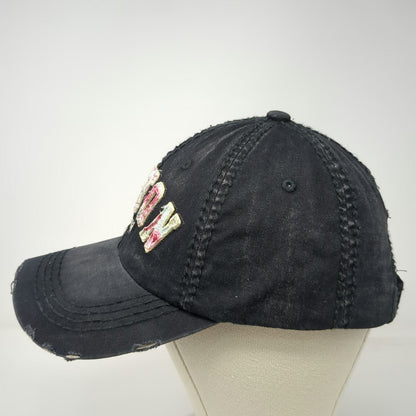 Robin Ruth Baseball Cap Black One Size Boston Floral Distressed Strapback Hat